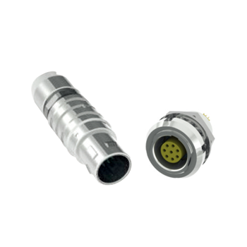 Push-Pull Circular Connectors B Metal Series – 1B size, Straight plug, 10pin, Brass, Male solder contact