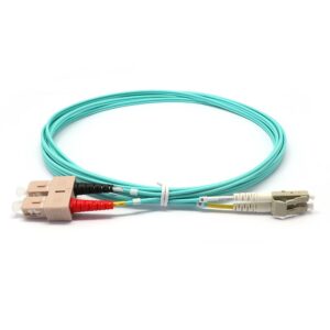 LC to SC Multimode OM3 Duplex 50/125 OFNR Fiber Optic Patch Cable – 2M