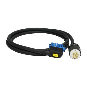 ORV3 Series, AC Whip Overmolded Cable, 277/480 VAC, 30A, ORV3 AC Female Connector, Right Angle, SOOW 10 AWG Cable, NEMA L22-30P Plug (US)